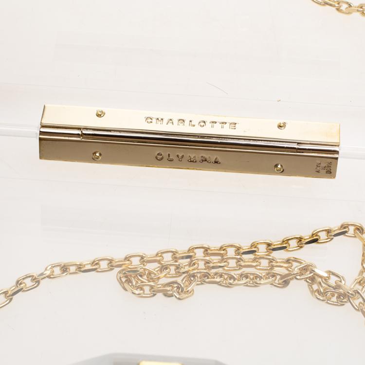 مملوكة مسبقًا Charlotte Olympia Clear Perspex Chain Pandora Classic Box Clutch