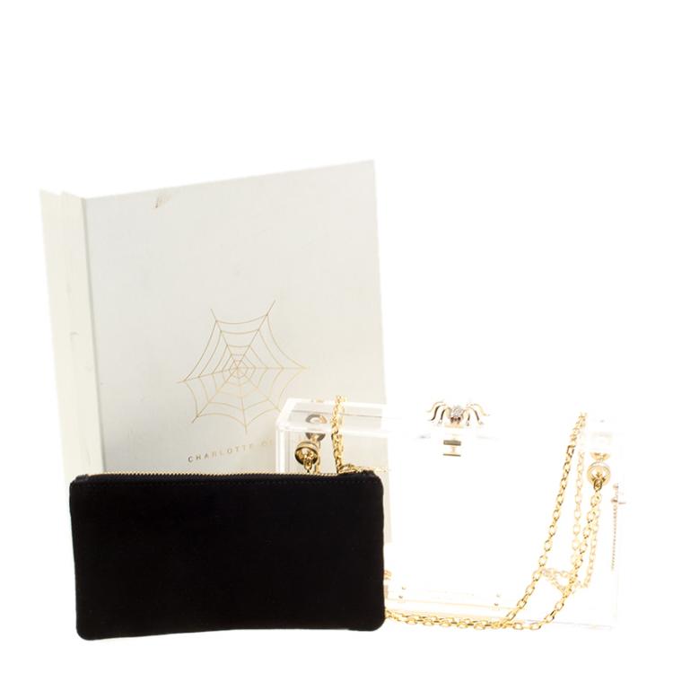 مملوكة مسبقًا Charlotte Olympia Clear Perspex Chain Pandora Classic Box Clutch