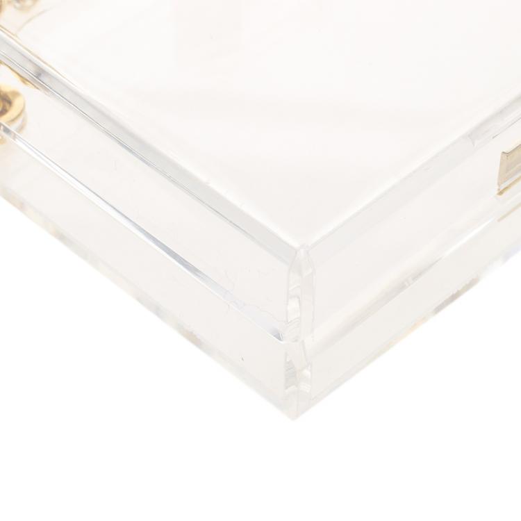 مملوكة مسبقًا Charlotte Olympia Clear Perspex Chain Pandora Classic Box Clutch
