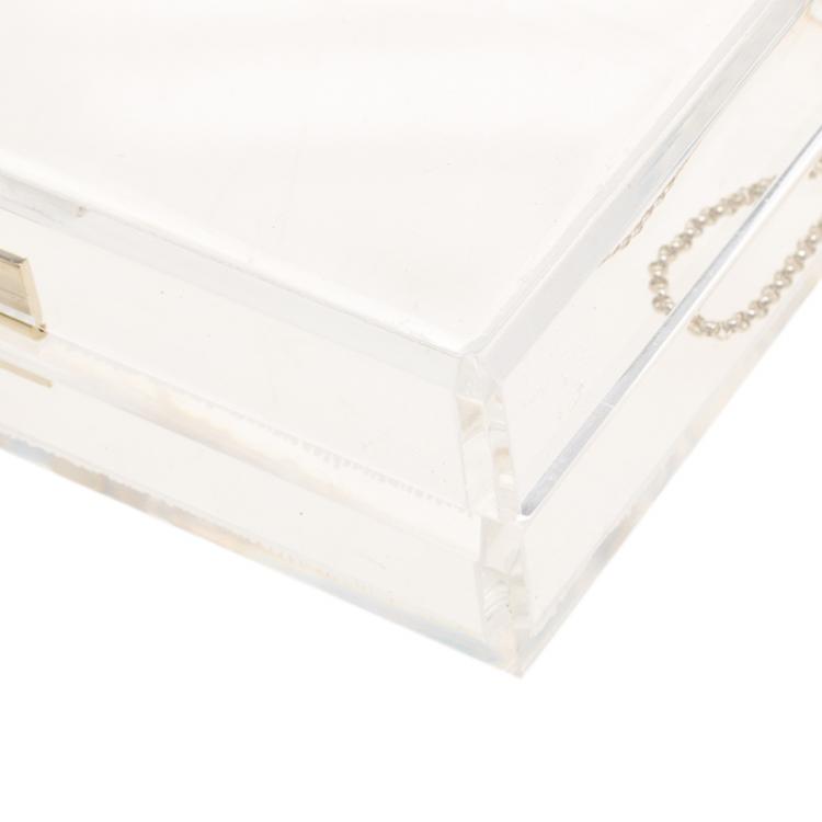 مملوكة مسبقًا Charlotte Olympia Clear Perspex Chain Pandora Classic Box Clutch