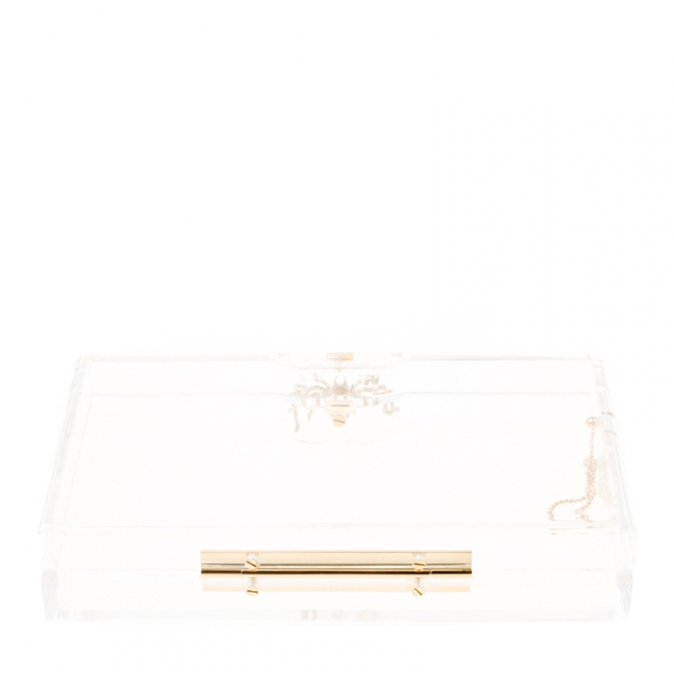Pre Owned Charlotte Olympia Clear Perspex Chain Pandora Classic Box Clutch