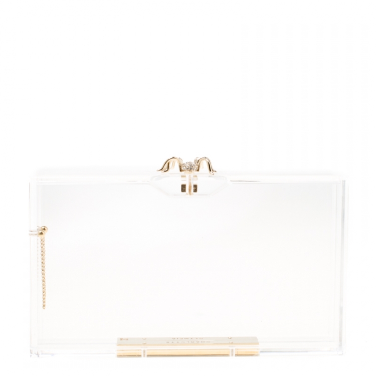 Pre Owned Charlotte Olympia Clear Perspex Chain Pandora Classic Box Clutch