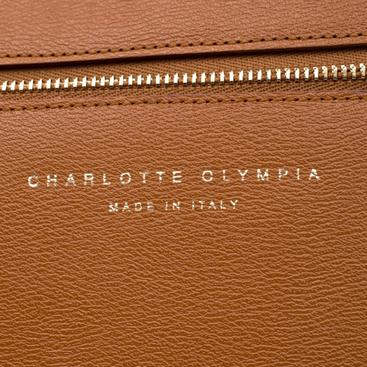 Pre Owned Charlotte Olympia Brown/Leopard Print Leather Out of Africa Clutch