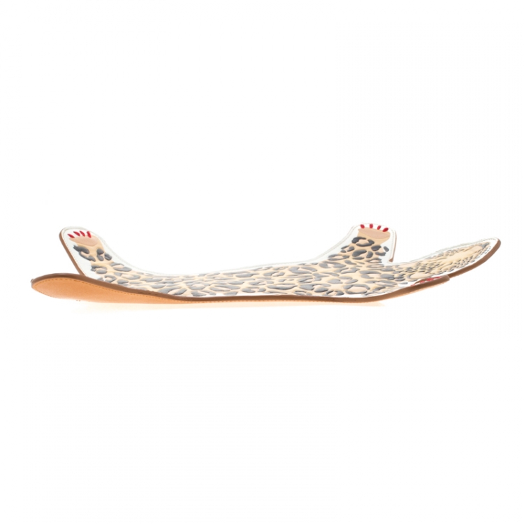 Pre Owned Charlotte Olympia Brown/Leopard Print Leather Out of Africa Clutch