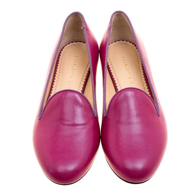 Pre Owned Charlotte Olympia Red Leather Smoking Slippers