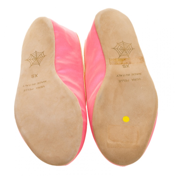 Pre Owned Charlotte Olympia Pink Satin Cat Nap Slipper Set XS