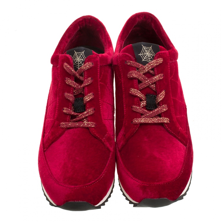 Pre Owned Charlotte Olympia Red Velvet Work It! Sneakers Size 37