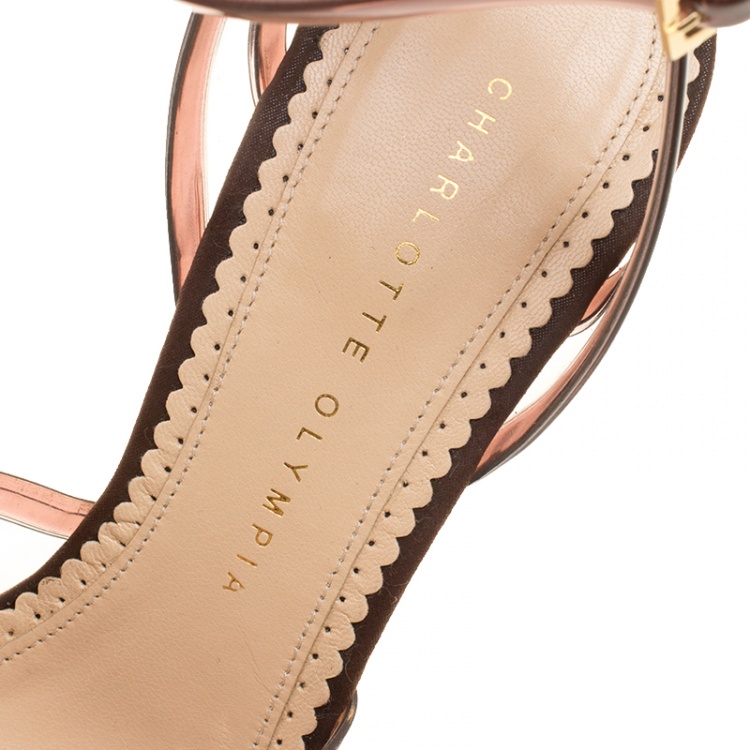 Pre Owned Charlotte Olympia Brown Jelly Soda Cola Heel Ankle Wrap Platform Sandals Size 39