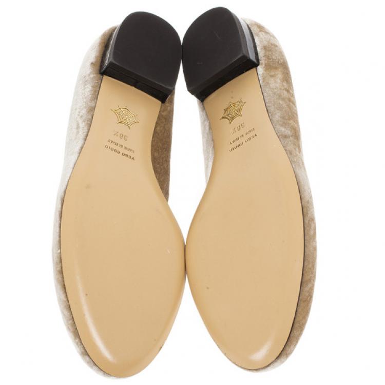 Pre Owned Charlotte Olympia Velvet Sleeping Kitty Flats Size 38.5