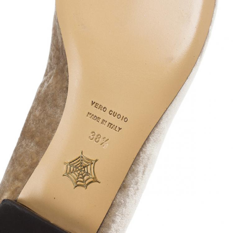 Pre Owned Charlotte Olympia Velvet Sleeping Kitty Flats Size 38.5