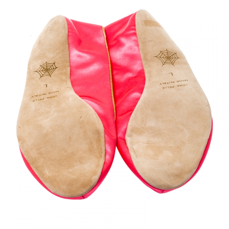 Pre Owned Charlotte Olympia Pink Satin Cat Nap Slipper Set L