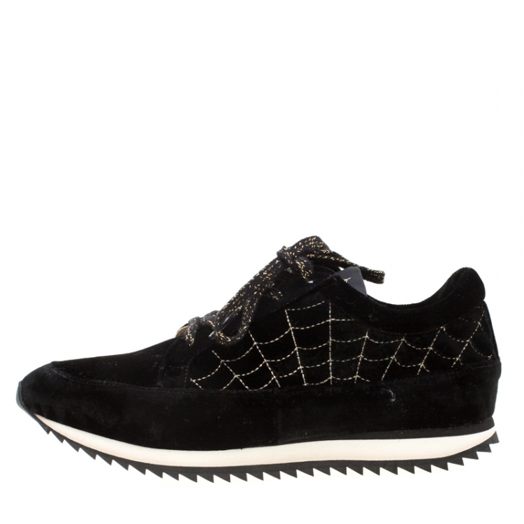 Pre Owned Charlotte Olympia Black Velvet Work It! Sneakers Size 40