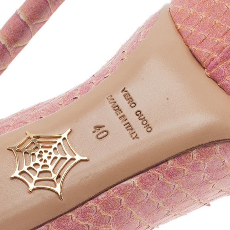 Pre Owned Charlotte Olympia Pink Python Priscilla Platform Pumps Size 40