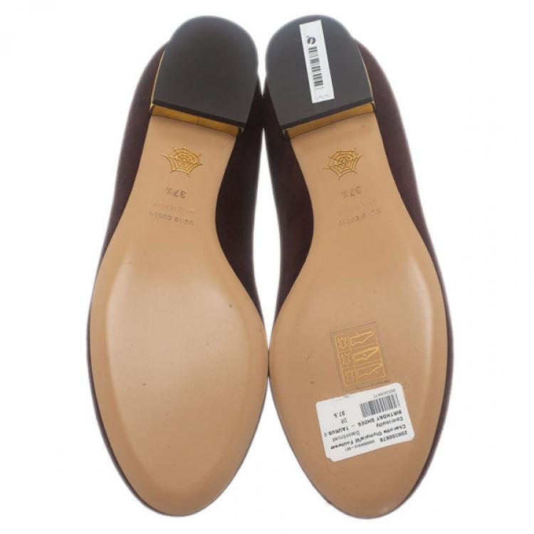 Pre Owned Charlotte Olympia Brown Suede Taurus Smoking Slippers Size 37.5