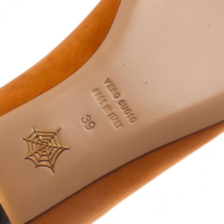 Pre Owned Charlotte Olympia Orange Suede Leo Smoking Slippers Size 39