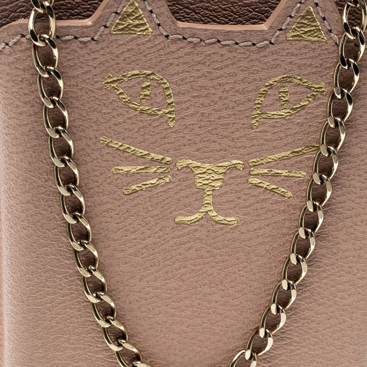 Pre Owned Charlotte Olympia Blush Pink Leather Feline IPhone 6 Case