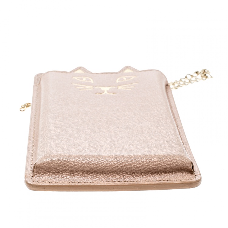 Pre Owned Charlotte Olympia Blush Pink Leather Feline IPhone 6 Case
