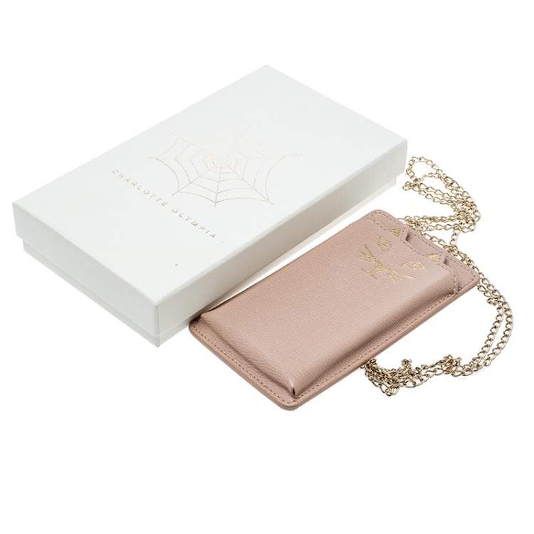 Pre Owned Charlotte Olympia Blush Pink Leather Feline IPhone 6 Case