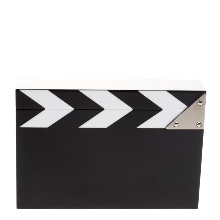 مملوكة مسبقًا Charlotte Olympia Black/White Perspex Take Pandora Box Clutch