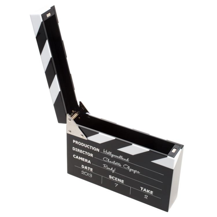 مملوكة مسبقًا Charlotte Olympia Black/White Perspex Take Pandora Box Clutch