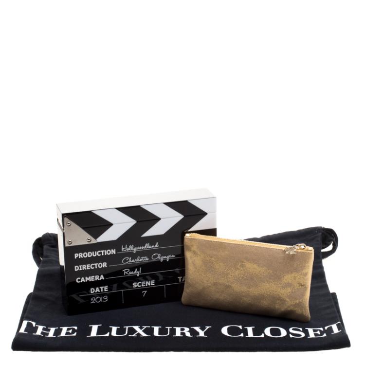 مملوكة مسبقًا Charlotte Olympia Black/White Perspex Take Pandora Box Clutch