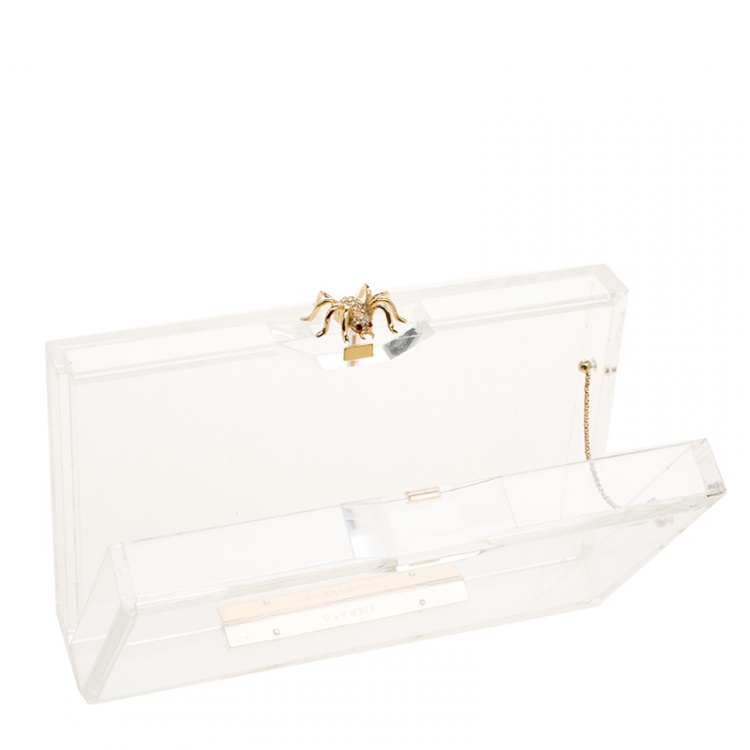 Pre Owned Charlotte Olympia Clear Perspex Pandora Box Clutch