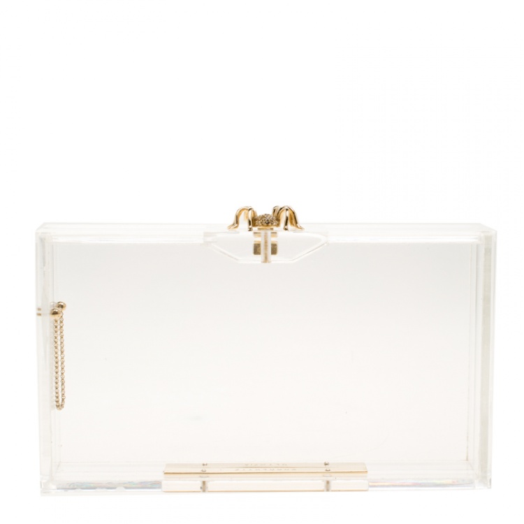 Pre Owned Charlotte Olympia Clear Perspex Pandora Box Clutch