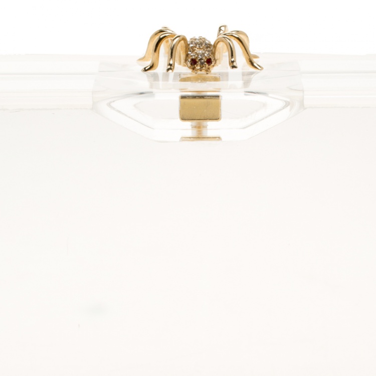 Pre Owned Charlotte Olympia Clear Perspex Pandora Box Clutch