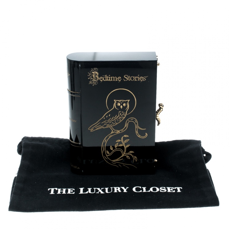 Pre Owned Charlotte Olympia Black Acrylic Bedtime Stories Novel Clutch