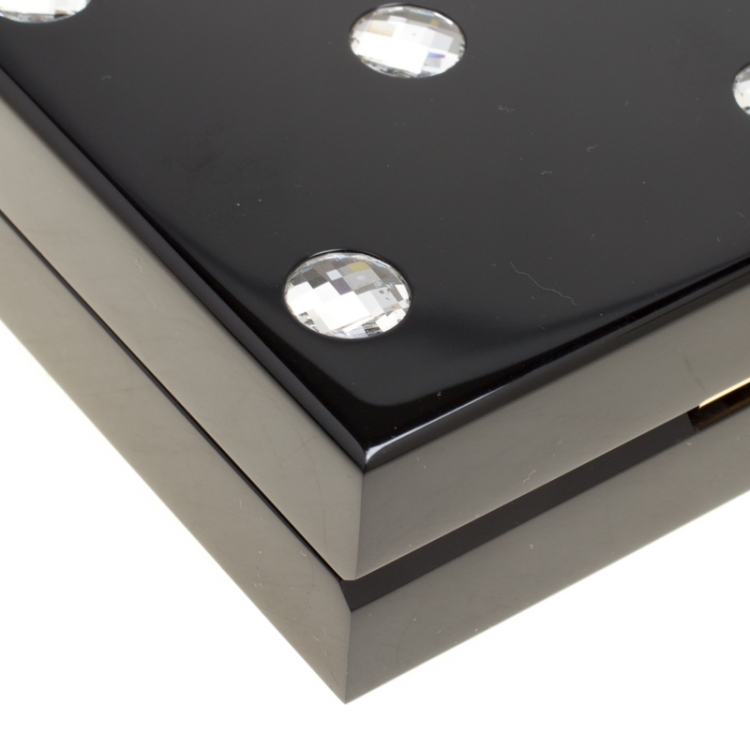 Pre Owned Charlotte Olympia Black Perspex Domino Pandora Box Clutch