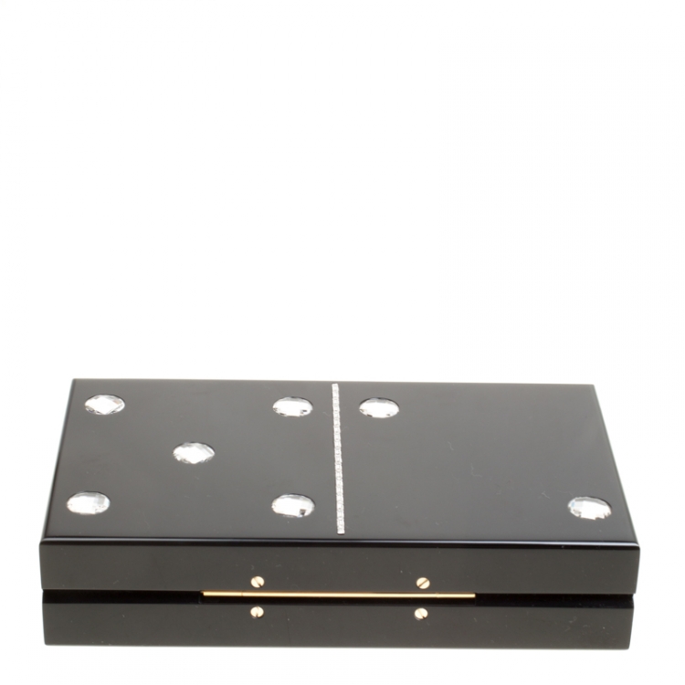 Pre Owned Charlotte Olympia Black Perspex Domino Pandora Box Clutch
