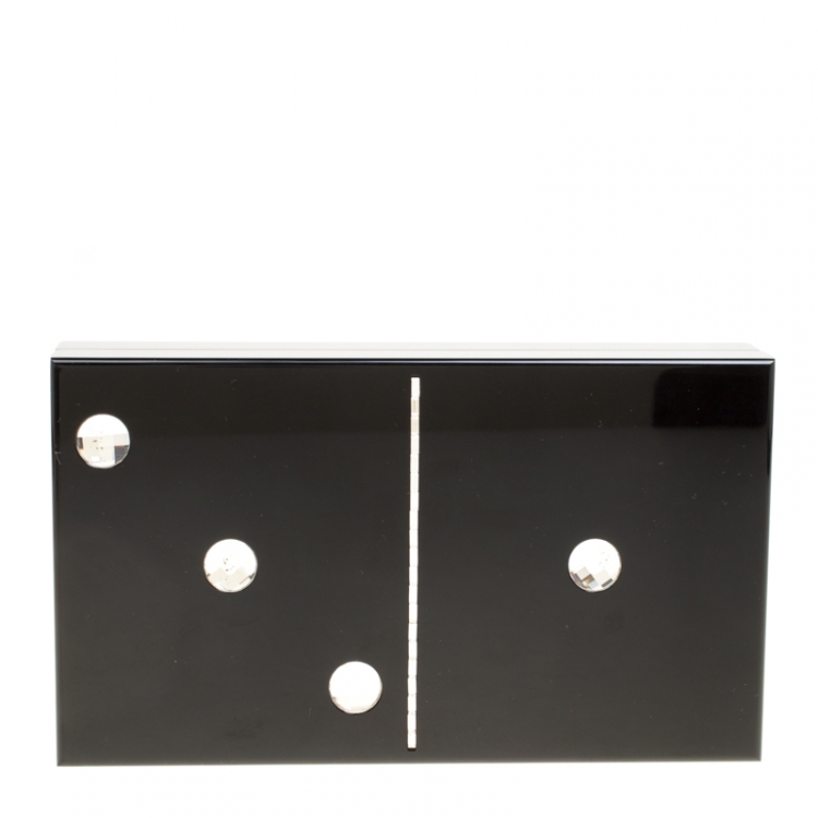 Pre Owned Charlotte Olympia Black Perspex Domino Pandora Box Clutch