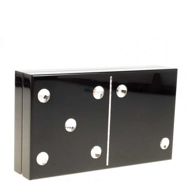 Pre Owned Charlotte Olympia Black Perspex Domino Pandora Box Clutch