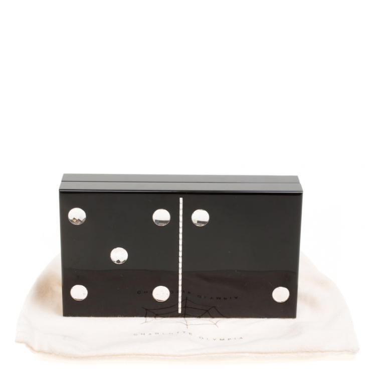 Pre Owned Charlotte Olympia Black Perspex Domino Pandora Box Clutch