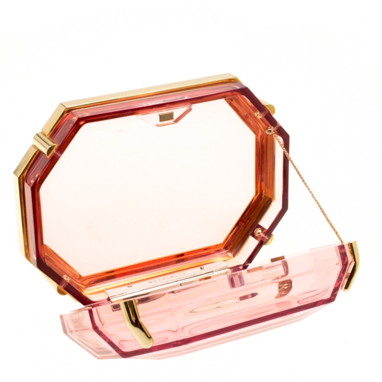 Pre Owned Charlotte Olympia Pink Perspex A Girl's Best Friend Clutch