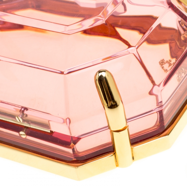 Pre Owned Charlotte Olympia Pink Perspex A Girl's Best Friend Clutch