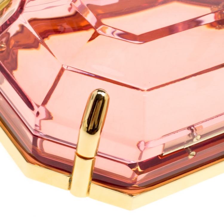 Pre Owned Charlotte Olympia Pink Perspex A Girl's Best Friend Clutch