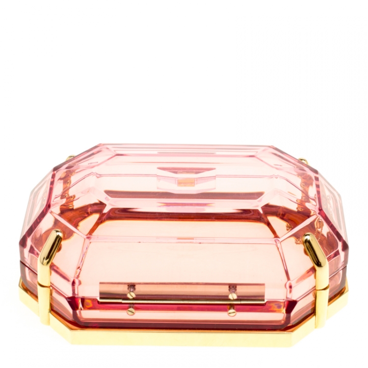 Pre Owned Charlotte Olympia Pink Perspex A Girl's Best Friend Clutch