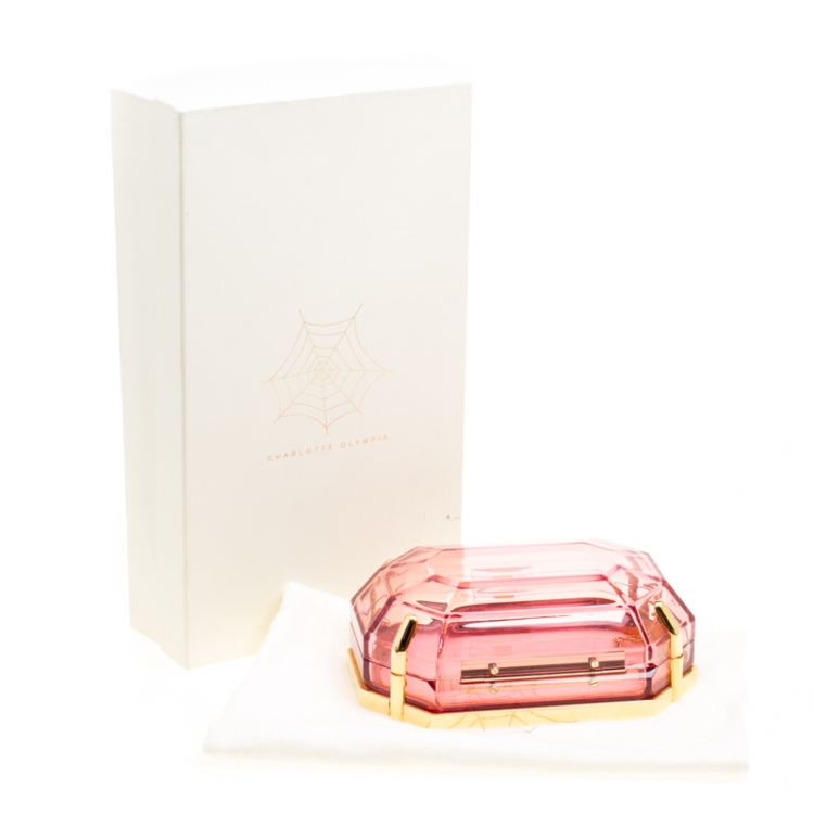 Pre Owned Charlotte Olympia Pink Perspex A Girl's Best Friend Clutch