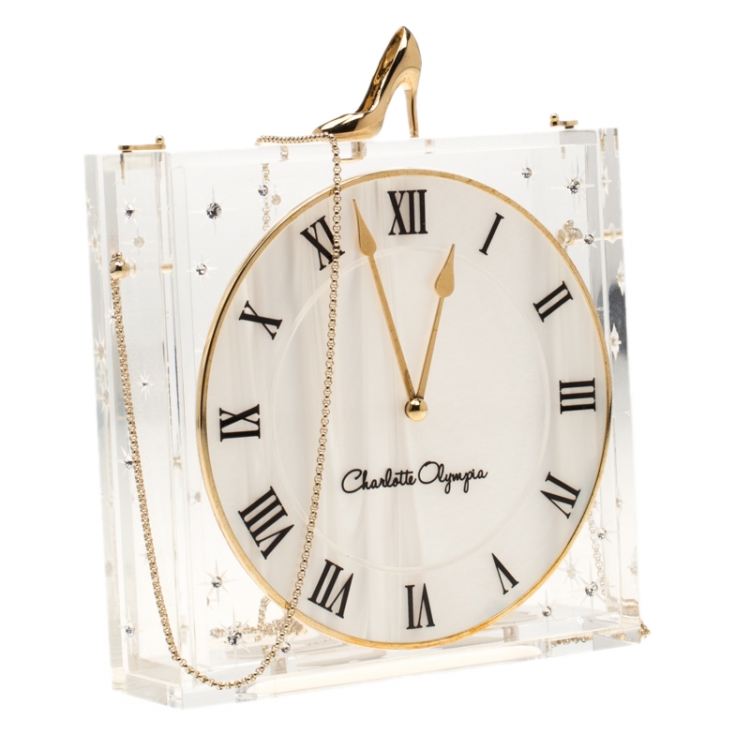 Pre Owned Charlotte Olympia Acrylic Disney's Cinderella Time Piece Clutch