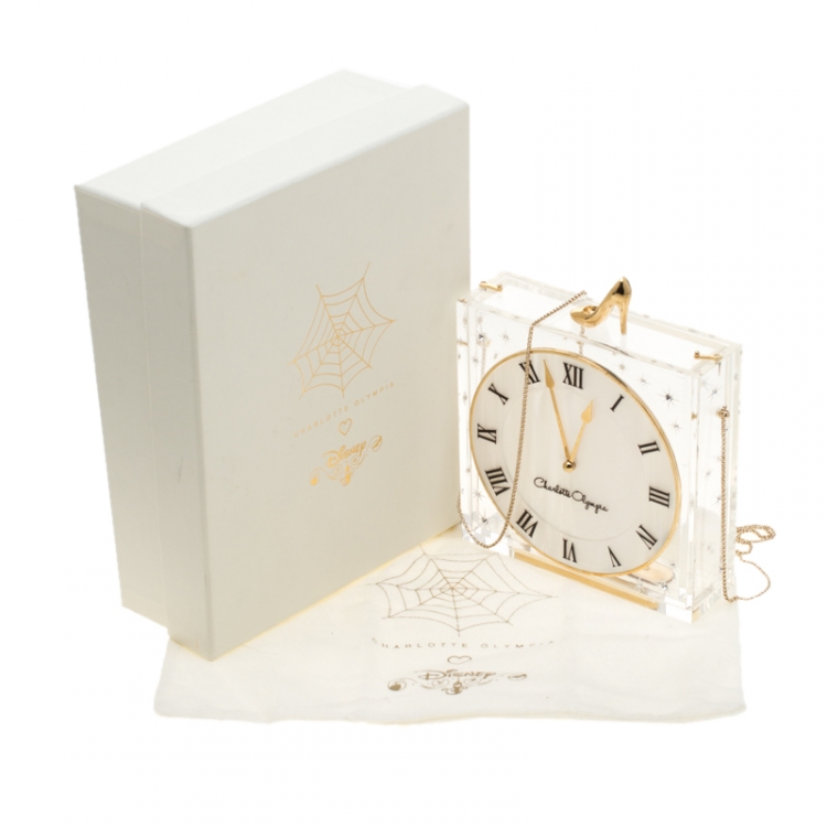 Pre Owned Charlotte Olympia Acrylic Disney's Cinderella Time Piece Clutch