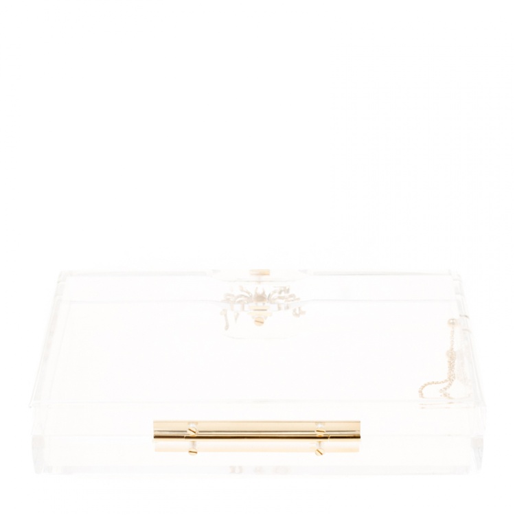 Pre Owned Charlotte Olympia Clear Perspex Chain Pandora Classic Box Clutch