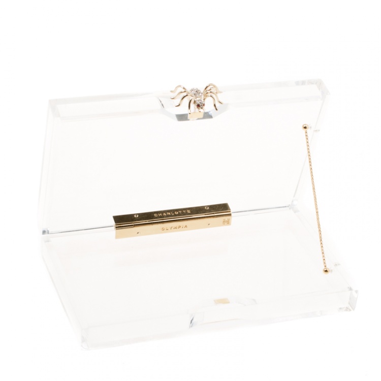 Pre Owned Charlotte Olympia Clear Perspex Chain Pandora Classic Box Clutch