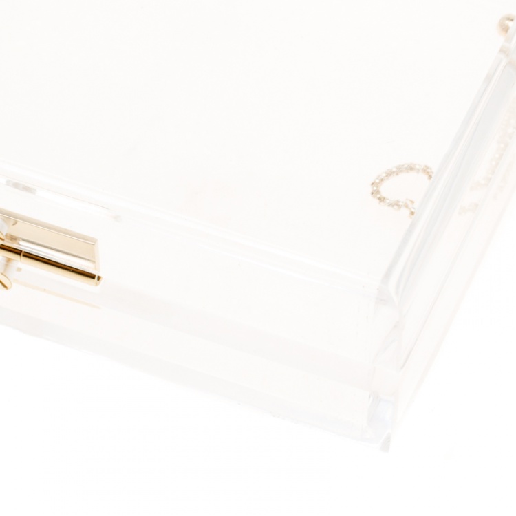 Pre Owned Charlotte Olympia Clear Perspex Chain Pandora Classic Box Clutch