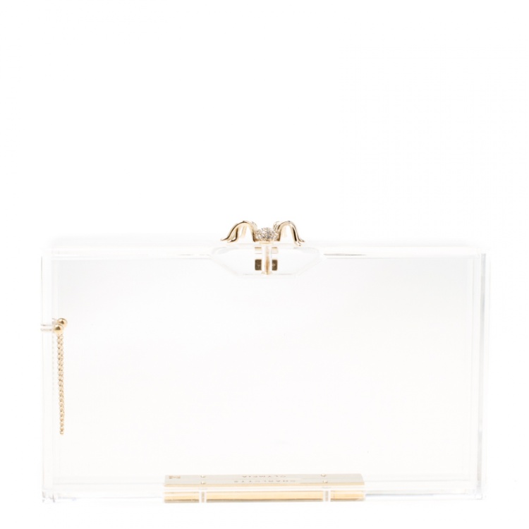 Pre Owned Charlotte Olympia Clear Perspex Chain Pandora Classic Box Clutch