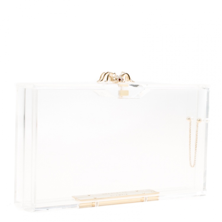 Pre Owned Charlotte Olympia Clear Perspex Chain Pandora Classic Box Clutch
