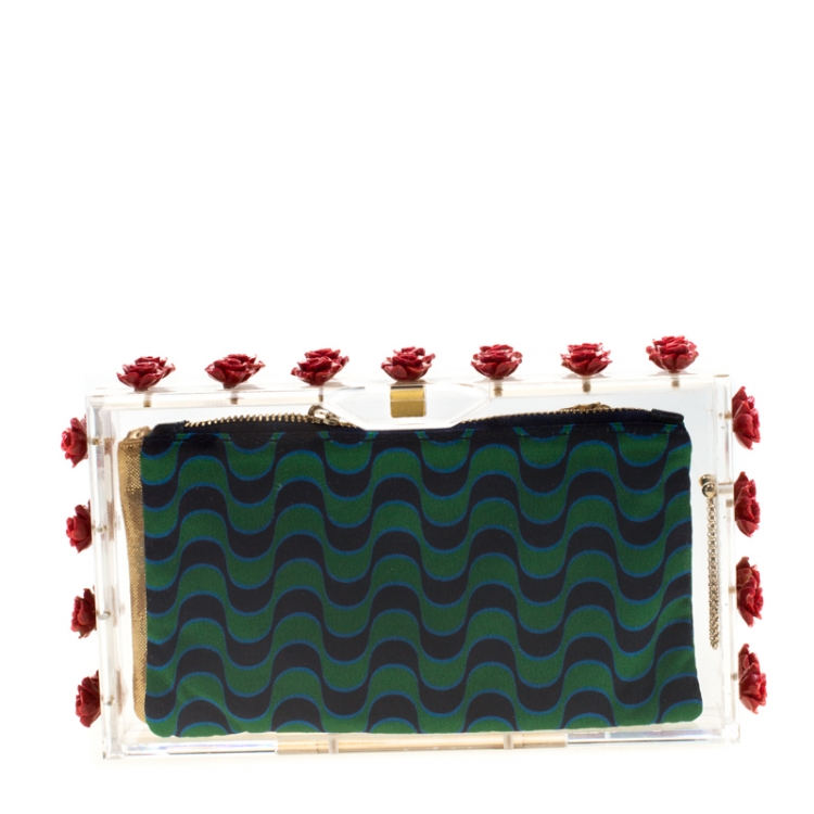 Pre Owned Charlotte Olympia Plexiglass Ring A Ring O Roses Pandora Box Clutch