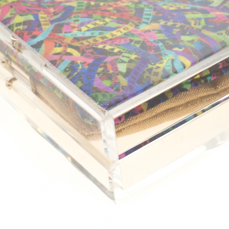 Pre Owned Charlotte Olympia Plexiglass Bow Pandora Box Clutch
