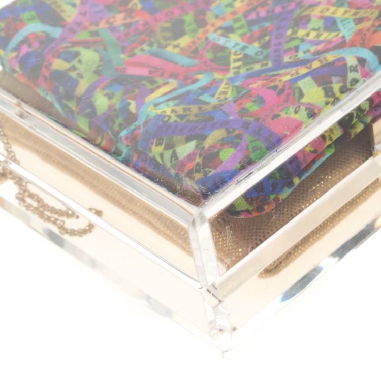 Pre Owned Charlotte Olympia Plexiglass Bow Pandora Box Clutch