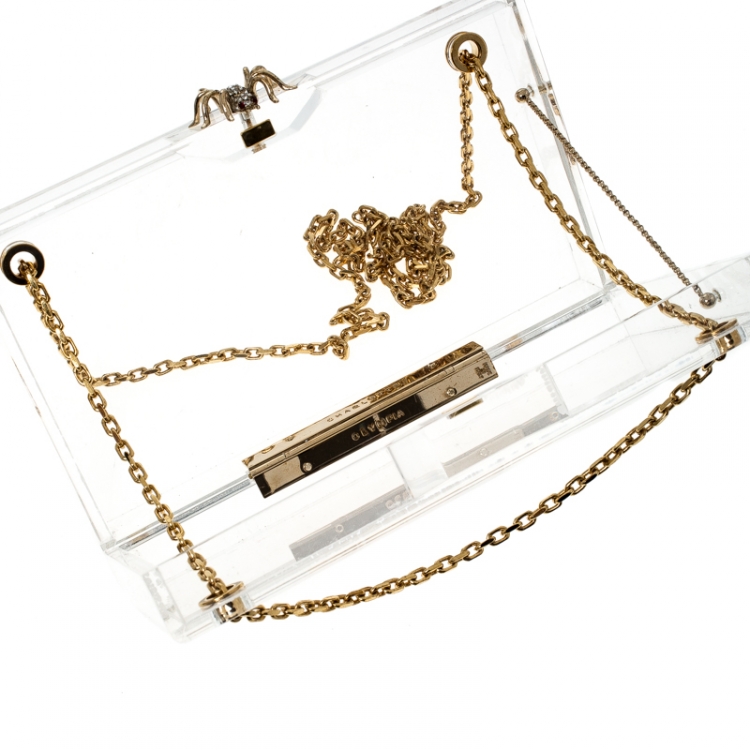 Pre Owned Charlotte Olympia Clear Perspex Chain Pandora Classic Box Clutch